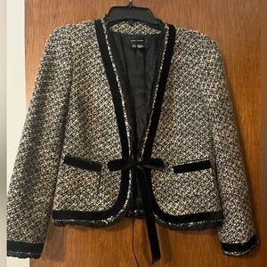 Zara Black and White Textured Blazer